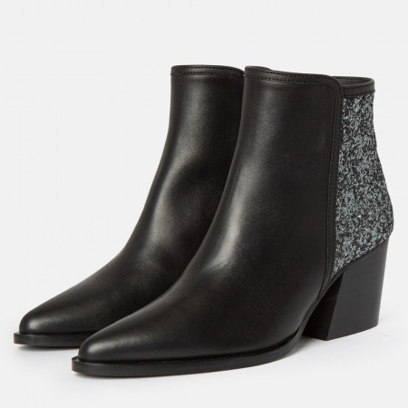 Ankle boots black leather glitter cowboy Gired