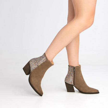 Ankle boots cowboy suede leather glitter Gired