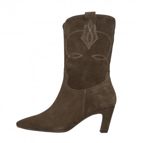Embroidered suede taupe boot Emma