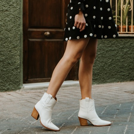 white leather ankle boots Given