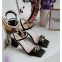 heeled sandals in black leather Ani