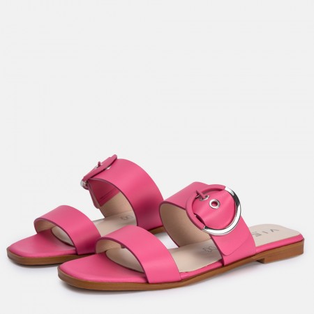 Flat leather sandal Pink JIMENA