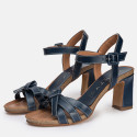 Navy leather heeled sandal SANTORINI