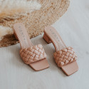Heeled sandals with padded braid detail in nude BELLIE