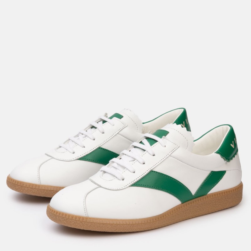 Sneaker piel blanco verde CROWN