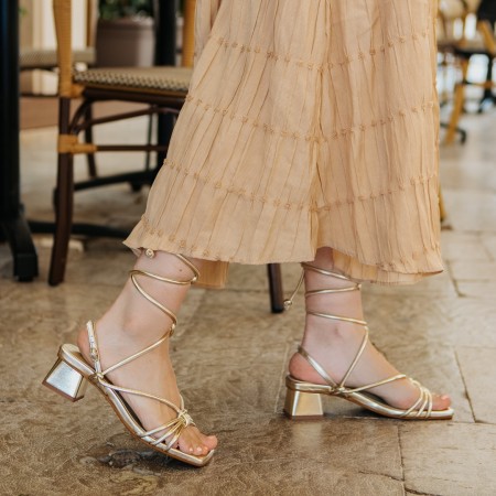 Platinum lace-up high-heeled sandal Bellie