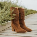 Fringed suede leather boot Given