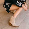 Beige suede crystals ankle boots Given