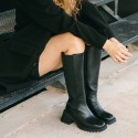 Black leather elastic boots Dhalia