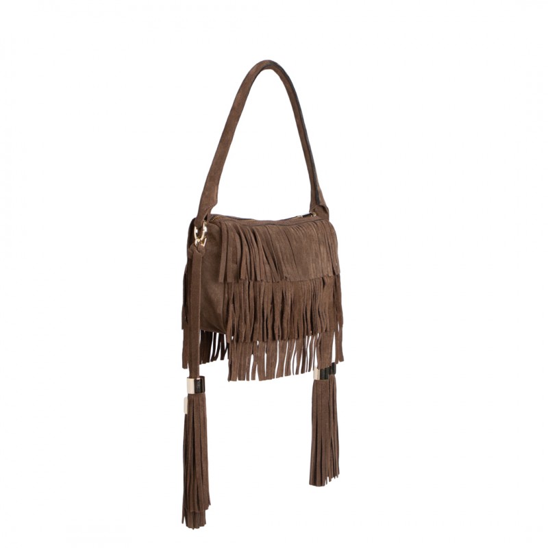 Bolso flecos suede taupe KYLIE