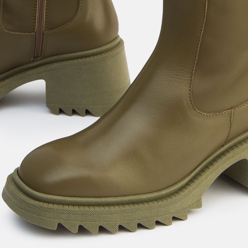 Khaki leather ankle boots Dhalia