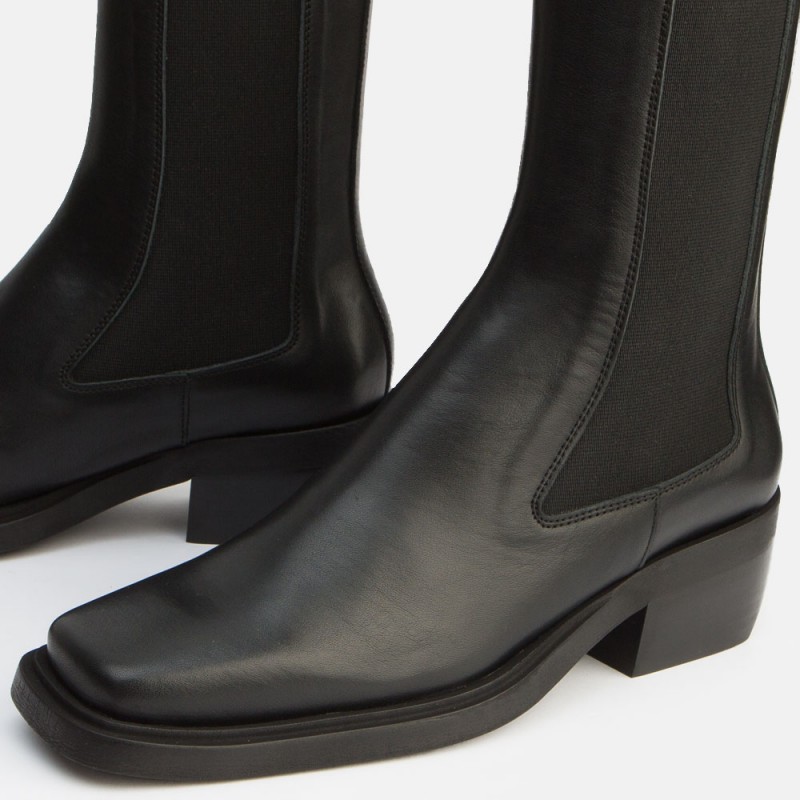 Black leather elastic boots Denver