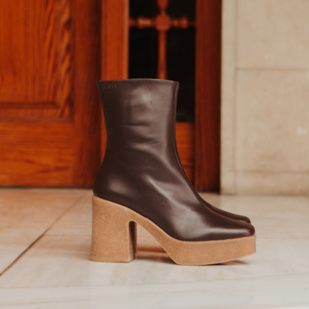 brown leather ankle boots Iron