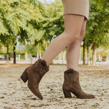 Taupe suede crystals ankle boots Given