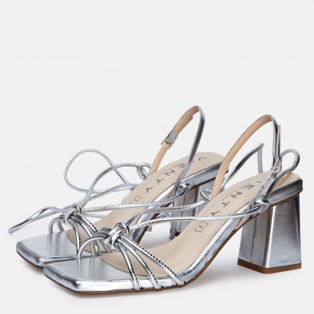 Silver lace up heel sandal Ani
