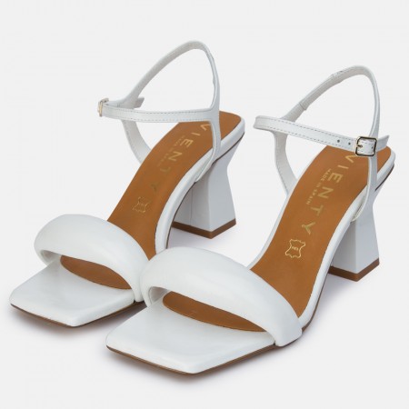 White spade heeled sandal Ani