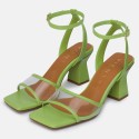 Green vinyl leather high heel sandals Ani