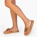 Sandals brown metallic colour with knots Fallon
