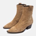 Ankle boot embroidered in suede camel Beth