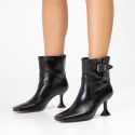 Buckle ankle boots vintage black leather Bass
