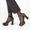 Zapatos de salón con pulsera piel vintage negro Zanna