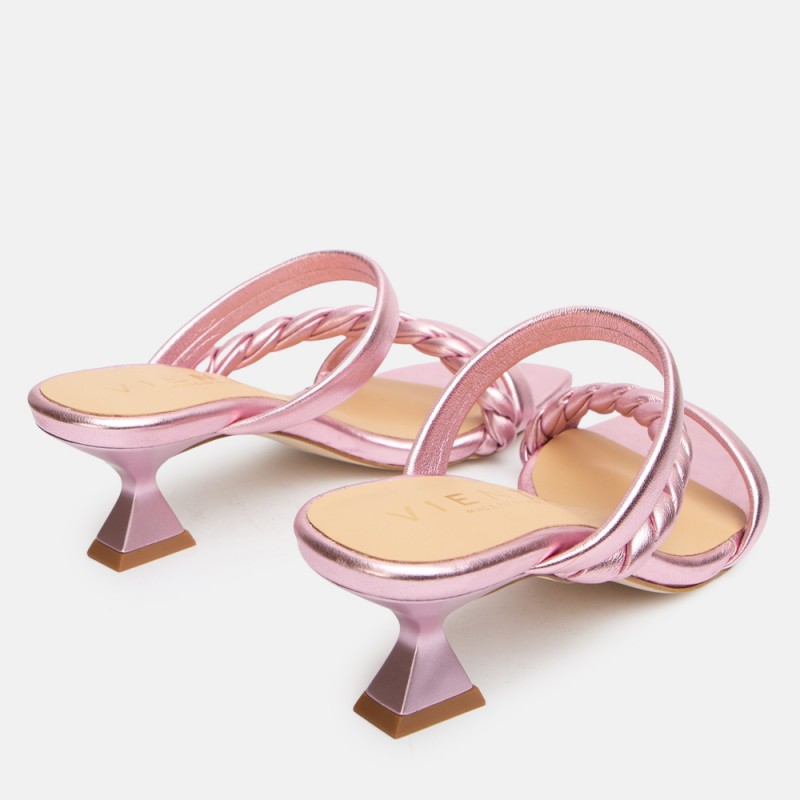 Sandalia tacón tubulares oro rosa Cira