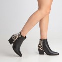 Black zebra leather cowboy ankle boots Gired