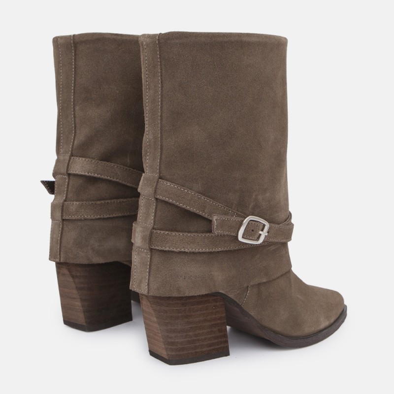 Botines doble caña suede taupe Gired