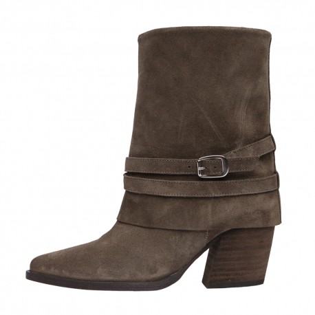 Botines cowboy doble caña suede taupe Gired