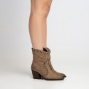 Camel suede cowboy ankle boots with rivets Given
